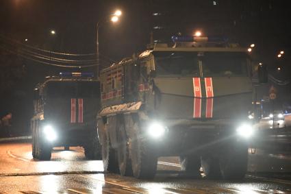 Москва. Военный автомобиль `Тайфун-К` во время передислокации с военного полигона `Алабино` для участия в параде Победы на Красной площади.