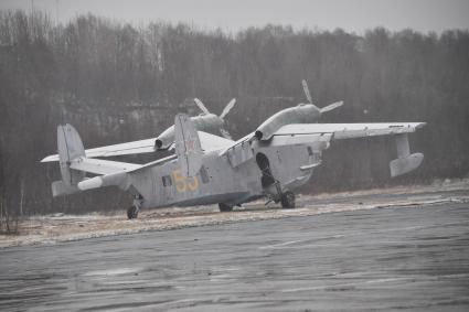 Мурманская область.   Самолет-амфибия Бе-12 в экспозиции  музея военно-воздушных сил Северного флота.