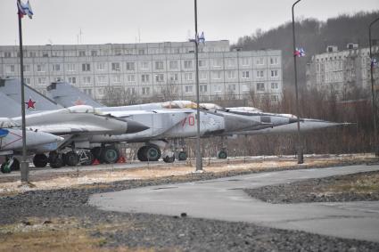 Мурманская область. Экспозиция под открытым небом  в музее военно-воздушных сил Северного флота.