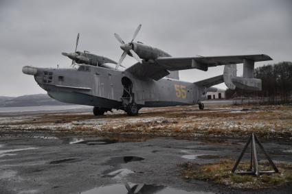 Мурманская область.   Самолет-амфибия Бе-12 в экспозиции  музея военно-воздушных сил Северного флота.