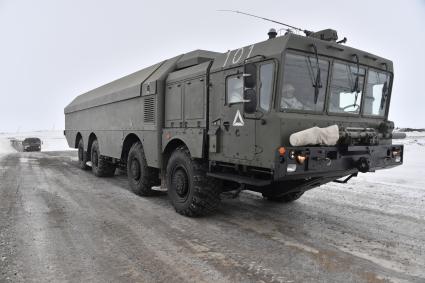 Архангельская область. Береговой ракетный комплекс `Бастион`на Российской военнвоенной базе `Арктический трилистник`на острове Земля Александры архипелага Земля Франца-Иосифа.