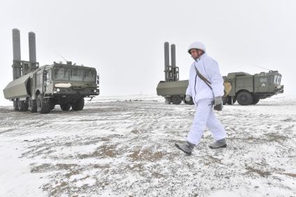 Архангельская область. Береговой ракетный комплекс `Бастион`на Российской военнвоенной базе `Арктический трилистник`на острове Земля Александры архипелага Земля Франца-Иосифа.