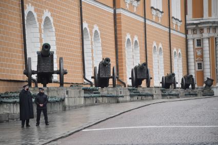 Москва. Перед началом церемонии развода пеших и конных караулов на Соборной площади Московского Кремля.