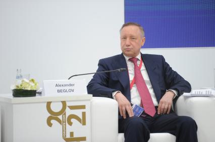 Санкт-Петербург. Губернатор Санкт-Петербурга Александр Беглов во время сессии `Транспортный каркас экономики` в рамках XXIV Петербургского международного экономического форума.