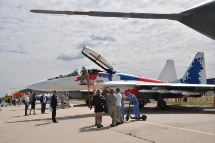 Жуковский. Самолет МиГ-35 на Международном авиационно-космическом салоне МАКС-2021.