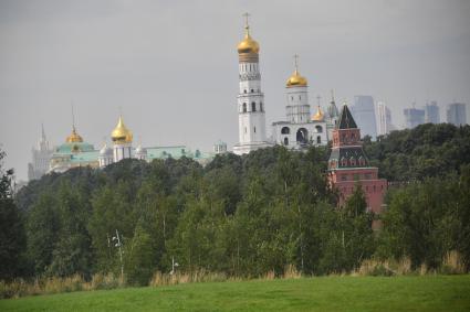 Москва. Вид на купола Кремлевских соборов.