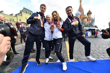 Москва.  Перед  началом церемони чествования команды Паралимпийского комитета России по итогам участия в XVI Паралимпийских летних играх в Токио.