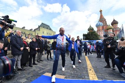 Москва.  Перед  началом церемони чествования команды Паралимпийского комитета России по итогам участия в XVI Паралимпийских летних играх в Токио.