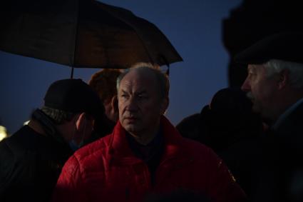 Москва. Первый секретарь Московского городского комитета, член президиума ЦК КПРФ Валерий Рашкин во время несанкционированной акции протеста КПРФ по итогам выборов депутатов Государственной Думы Федерального собрания РФ VIII созыва на Пушкинской площади.