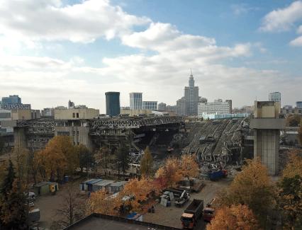 Москва.  Снос здания ледоввого дворца ЦСКА имени Всеволода Боброва на Ленинградском проспекте.