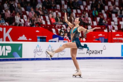 Челябинск. Спортсменка Елизавета Туктамышева во время произвольной программы женского одиночного катания на контрольных прокатах сборной России по фигурному катанию на ледовой арене `Трактор`.