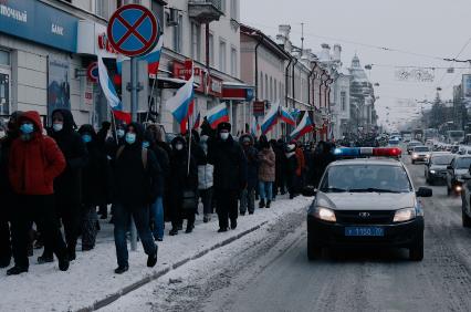 Томск. Жители города во время несанкционированной акции в поддержку оппозиционера Алексея Навального.