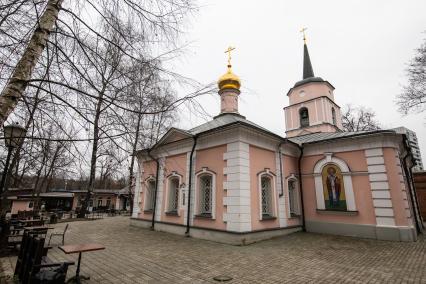 Москва. Вид на Покровскую церковь в парке `Покровское-Стрешнево`.