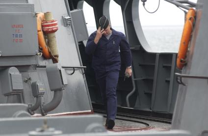 Мурманская область. Военнослужащие во время учений на атомном ракетном крейсере \"Петр Великий\".