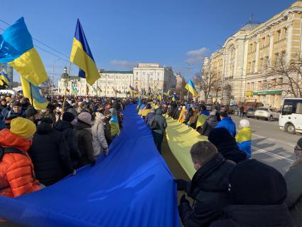 Украина. Харьков. Участники `Марша Единства`.