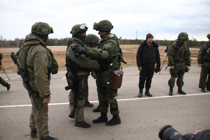 Белоруссия. Брестская область. Военнослужащие во время совместных учений России и Белоруссии `Союзная решимость-2022` на полигоне Обуз-Лесновский.