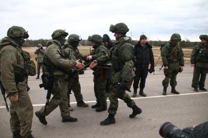 Белоруссия. Брестская область. Военнослужащие во время совместных учений России и Белоруссии `Союзная решимость-2022` на полигоне Обуз-Лесновский.