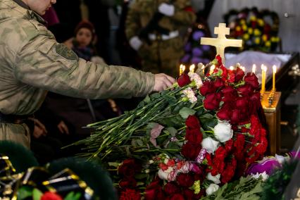 Копейск. Церемония прощания с ефрейтором Максимом Заниным, погибшим во время спецоперации на Украине.