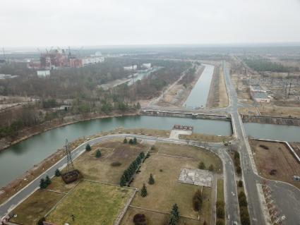 Киевская область. Вышгородский район. Вид на территорию Чернобыльской АЭС.