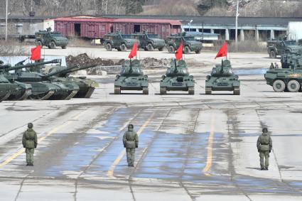 Московская область. Алабино. Танк Т-34-85 на репетиции военного парада, приуроченного к 77-летию Победы в Великой Отечественной войне.