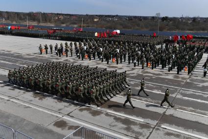 Московская область. Алабино. Во время репетиции военного парада, приуроченного к 77-летию Победы в Великой Отечественной войне.