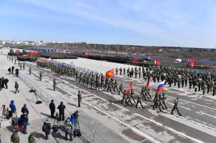 Московская область. Алабино. Во время репетиции военного парада, приуроченного к 77-летию Победы в Великой Отечественной войне.