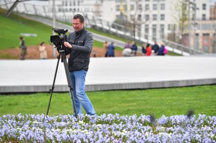 Москва. В природно-ландшафтном парке Зарядье распустились первые весенние цветы.