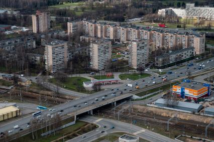 Санкт-Петербург. Вид  сверху на новые районы города.