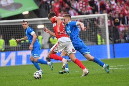 Москва. Игрок фк `Спартак` Александр Соболев 7 во время игры в финале Кубка России по футболу сезона 2021/2022 между ФК `Спартак` и ФК `Динамо`.