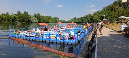 Москва. Травяной пляж в Филевском парке.