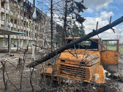 Донецкая область. г.Светлодарск. Территория Углегорской ТЭС, освобожденная бойцами ЧВК `Вагнера` при поддержке артиллерии 2-го армейского корпуса Народной милиции ЛНР.