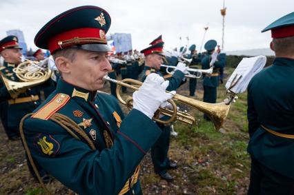 Санкт-Петербург. Кронштадт. Оркестр во время Главного военно-морского парада в честь Дня Военно-морского флота России.