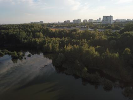 Москва. Природно-исторический парк `Косинский`. Вид на Черное озеро.