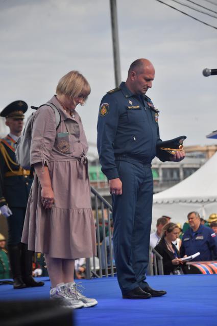 Москва. Министр РФ по делам гражданской обороны, чрезвычайным ситуациям и ликвидации последствий стихийных бедствий (МЧС) Александр Куренков на III Международном пожарно-спасательном конгрессе на территории Парка Горького.