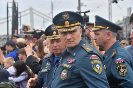 Москва. Министр РФ по делам гражданской обороны, чрезвычайным ситуациям и ликвидации последствий стихийных бедствий (МЧС) Александр Куренков на III Международном пожарно-спасательном конгрессе на территории Парка Горького.