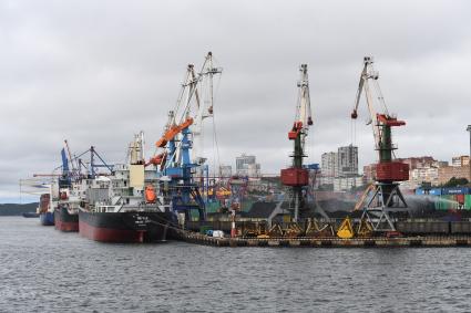 Россия. Приморский край. Вид на Владивостокский морской торговый порт.