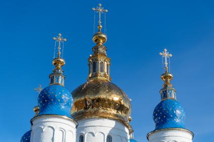 Тобольск. Вид на Софийско-Успенский собор Тобольского кремля.