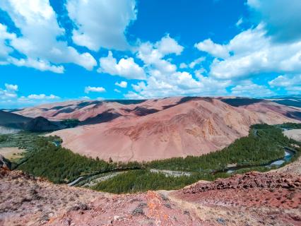 Республика Алтай, село Кокоря. Вид на горы.