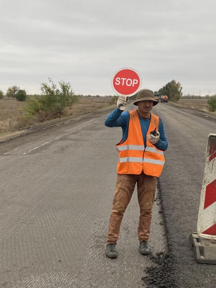 Маршрут в Крым от Новоазовска до Чонгара. Ремонтные работы на трассе.