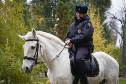 Самара.  Сотрудник  конной полиции.