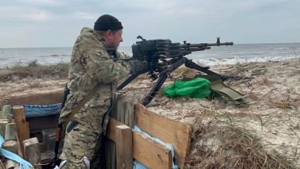 Николаевская область. Очаковский район. Кинбурнская коса. Боец казачьей бригады `Дон`.