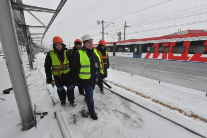 Москва. Работы по строительству станции Петровско-Разумовская первого Московского центрального диаметра (МЦД-1).