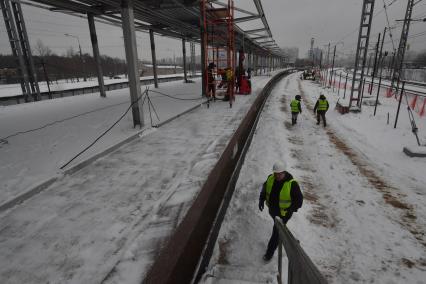 Москва. Работы по строительству станции Петровско-Разумовская первого Московского центрального диаметра (МЦД-1).