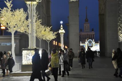 Москва. Новогодние украшения на территории ВДНХ.