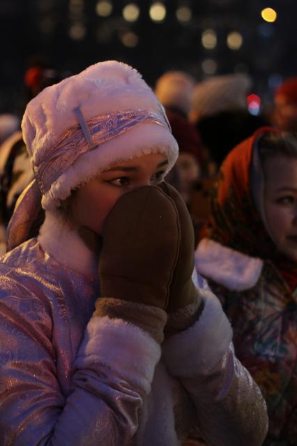 Новосибирск. Шествие участников первого Всероссийского съезда Дедов Морозов.