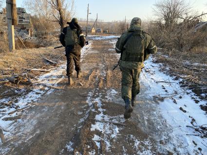 Донецкая область. Бойцы ЧВК `Вагнер` на позициях у северных окраин Бахмута.