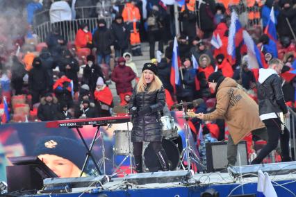 Москва. Выступление артистов во время митинг-концерта \"Слава защитникам Отечества\" в Лужниках, посвященного участникам спецоперации и празднованию Дня защитника Отечества.