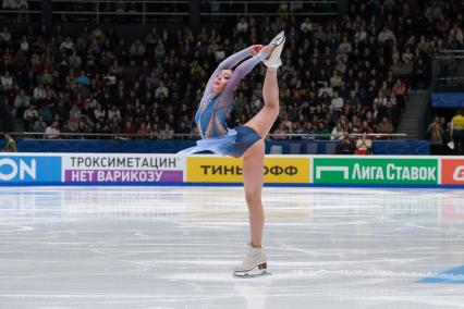 Санкт-Петербург. Фигуристка Софья Самоделкина выступает с короткой программой в женском одиночном катании в финале Кубка России `Гран-при России` по фигурному катанию.