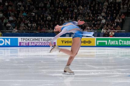 Санкт-Петербург. Фигуристка Софья Самоделкина выступает с короткой программой в женском одиночном катании в финале Кубка России `Гран-при России` по фигурному катанию.