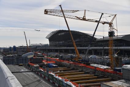 Москва.  Строительство станции метро `Аэропорт Внуково` Солнцевской линии метро.